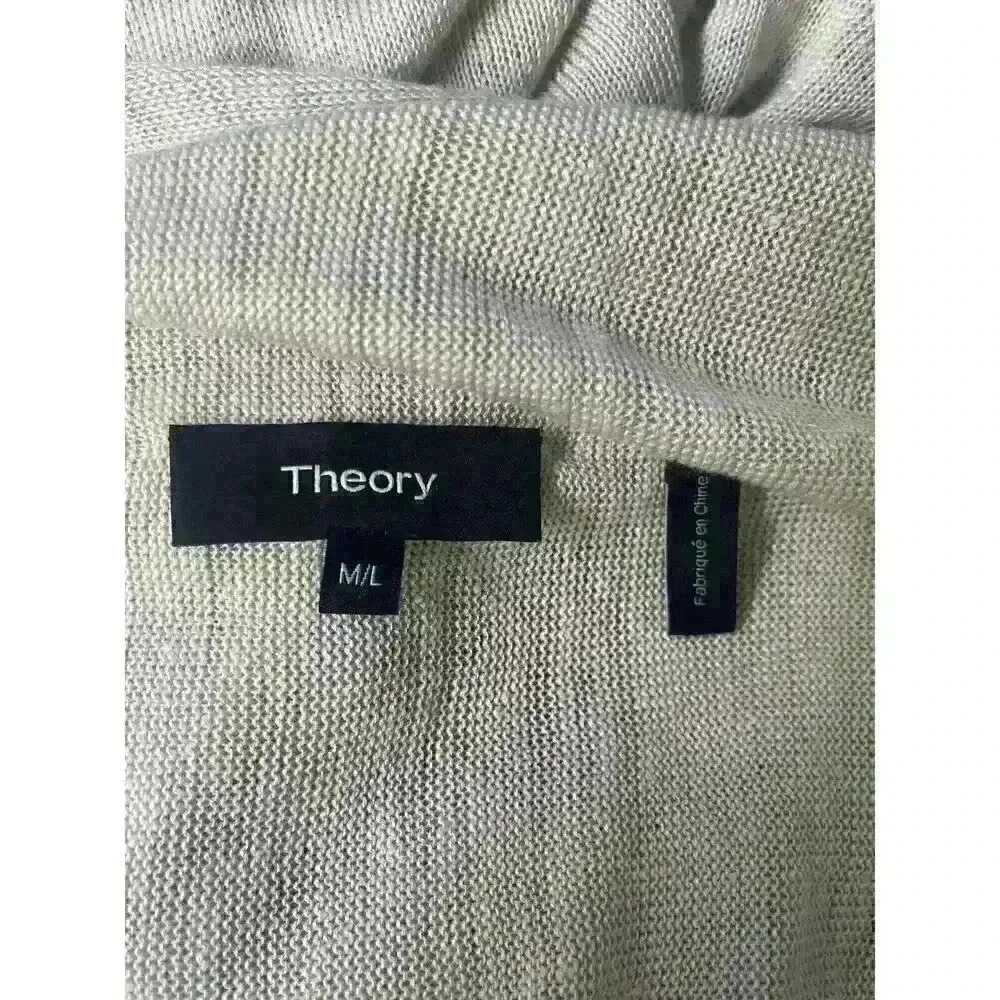 Theory long curved hem cardigan linen blend M/L - Picture 5 of 6